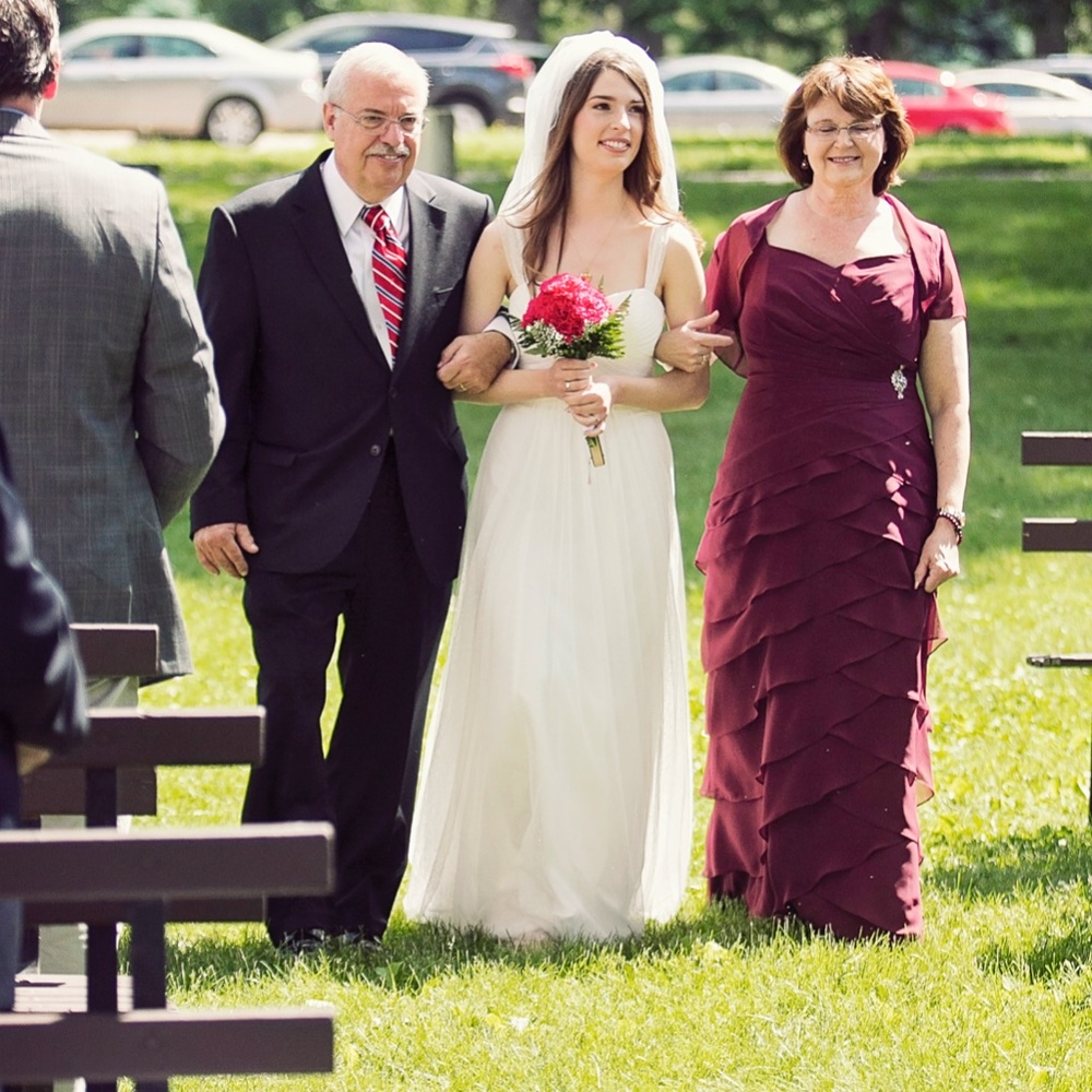 Wedding dress and veil